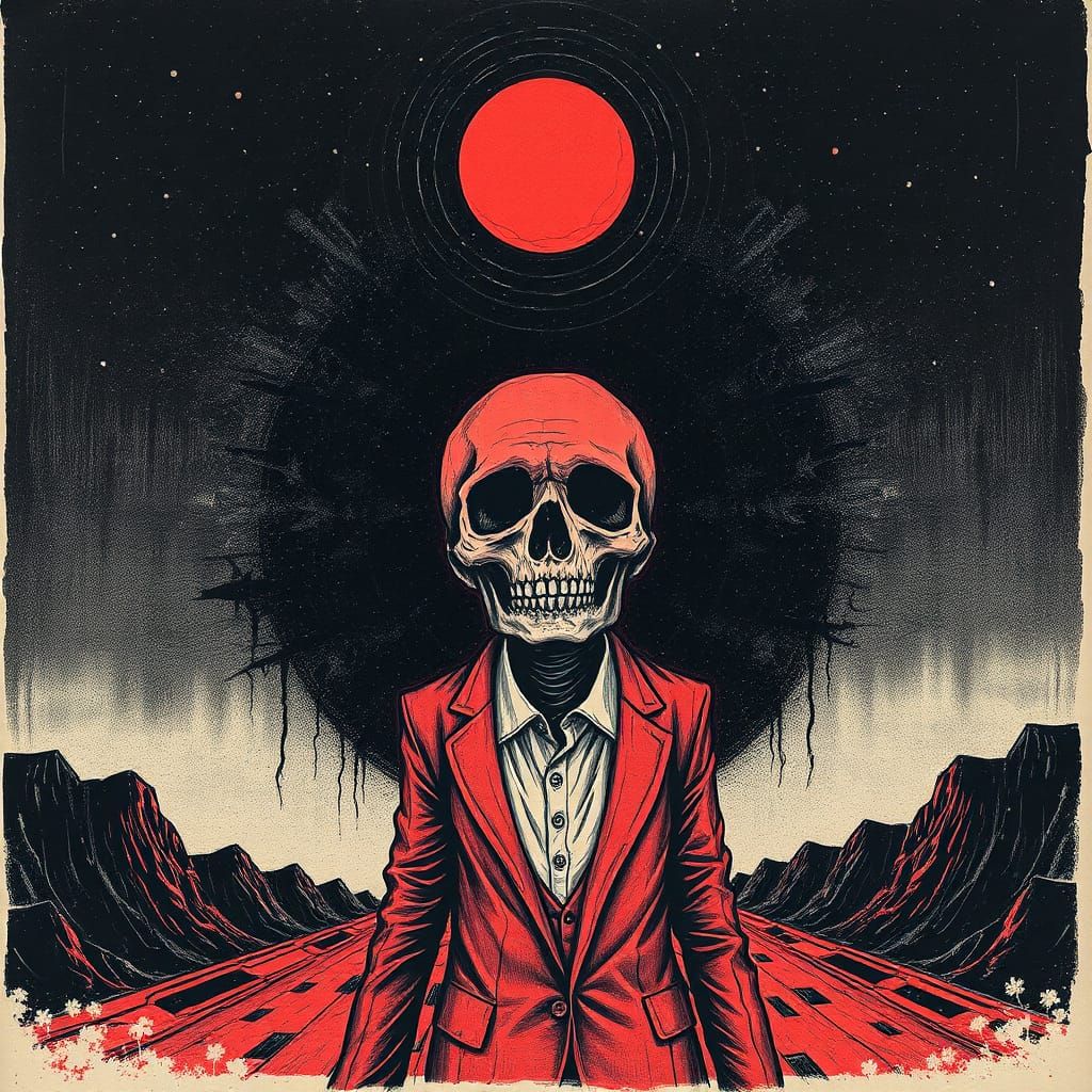 Surreal Headless Figure in Bauhaus Pop Art Style