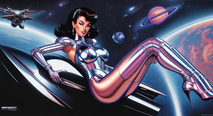 Chrome Space Rider in Retro Sci-Fi Style