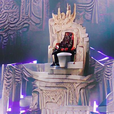 The king is sitting in a throne
