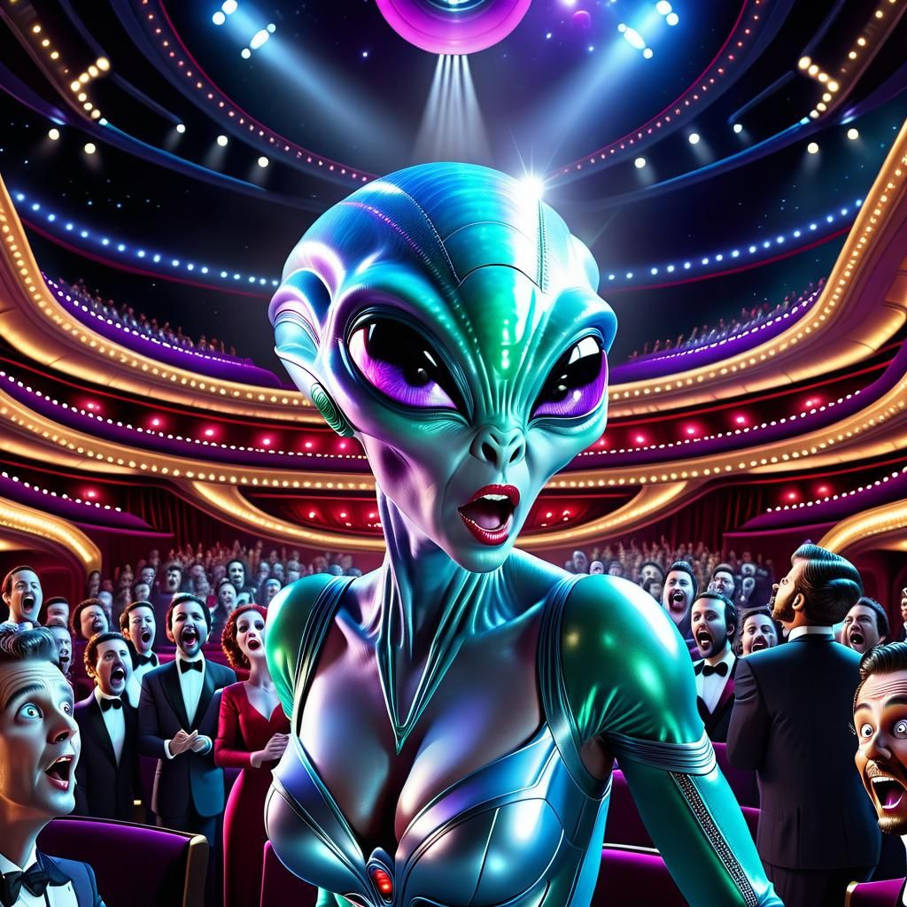 Alien Opera Singer in Spaceship Opera Hall