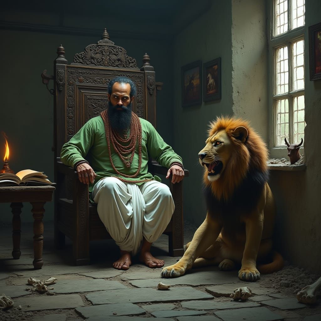 Ancient King of the Wild, Surrounded by Shadows and Majesty