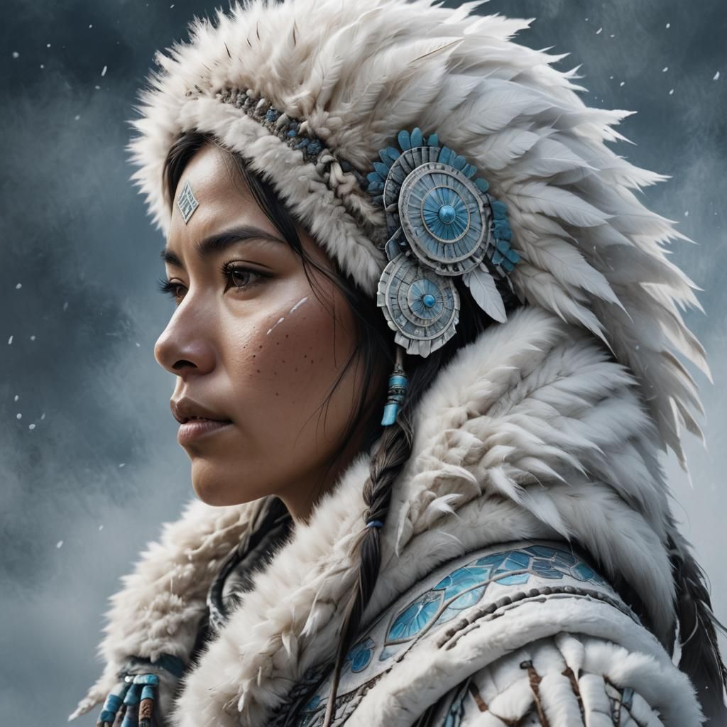 Eskimo Woman Portrait in Art Nouveau Style