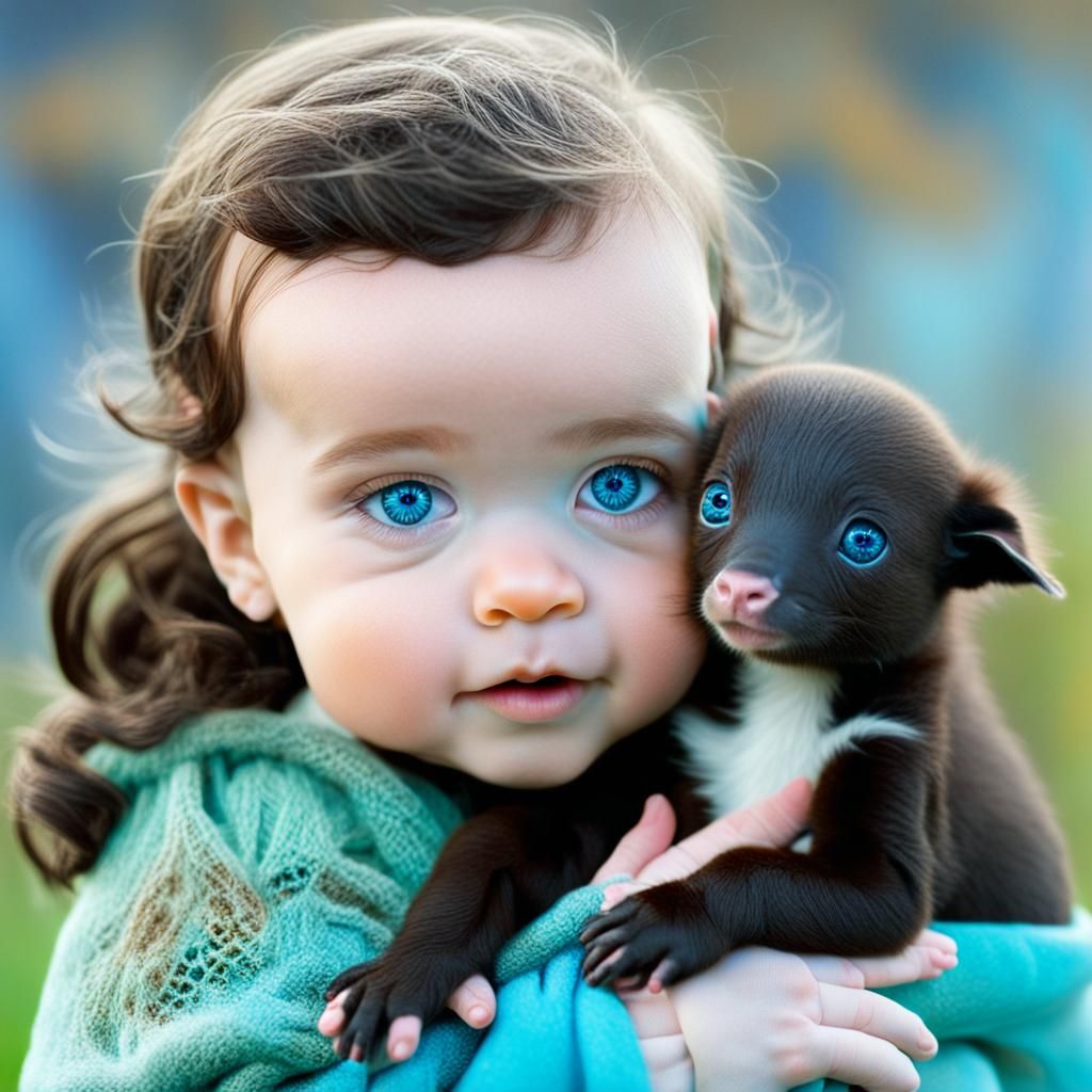 A sweet rendering of a “ Irish human baby girl with wavy dar...