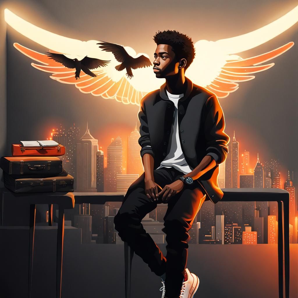 3D Angel Boy Portrait with Neon Name in Unreal Engine