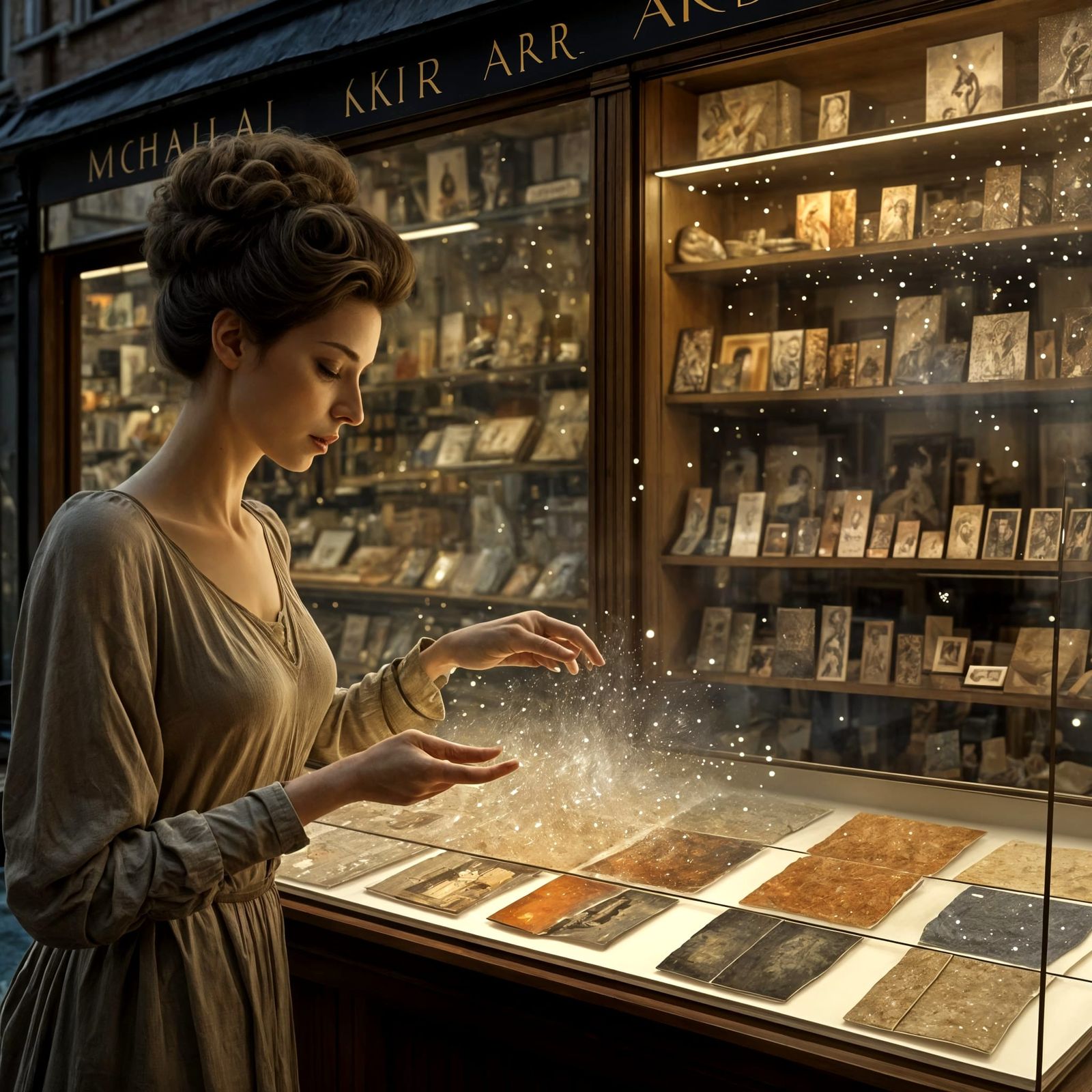 Beautiful Woman Shopping with Magic Particles