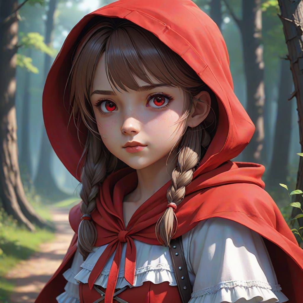Vibrant Little Red Riding Hood Anime Concept Art
