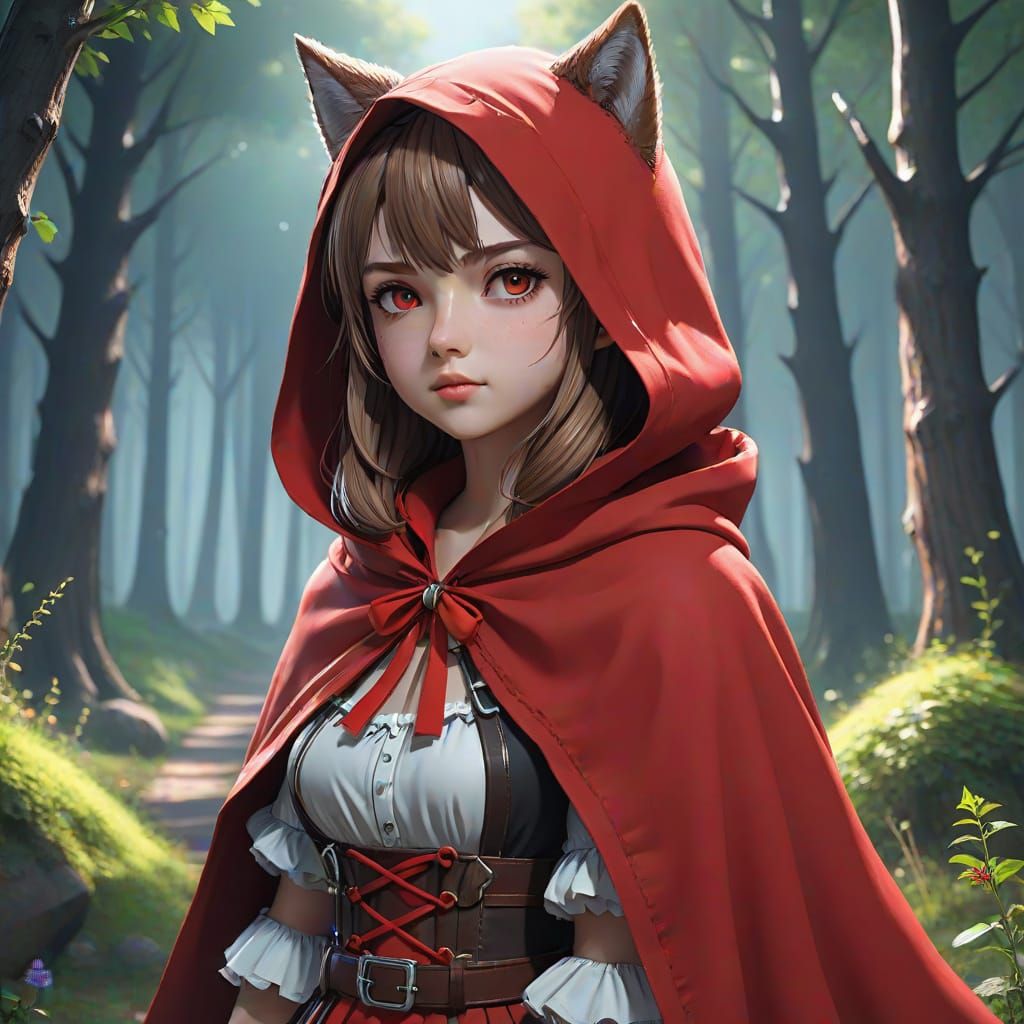 Anime Style Little Red Riding Hood in Breathtaking 8k Resolu...