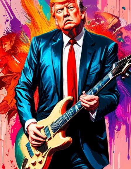 Donald Trump as Guitarist in Digital Art Style