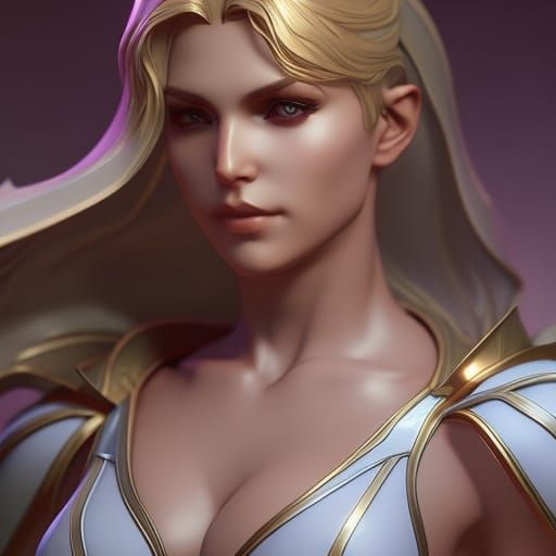 Detailed Portrait with Golden Hair, Hyperdetailed Art