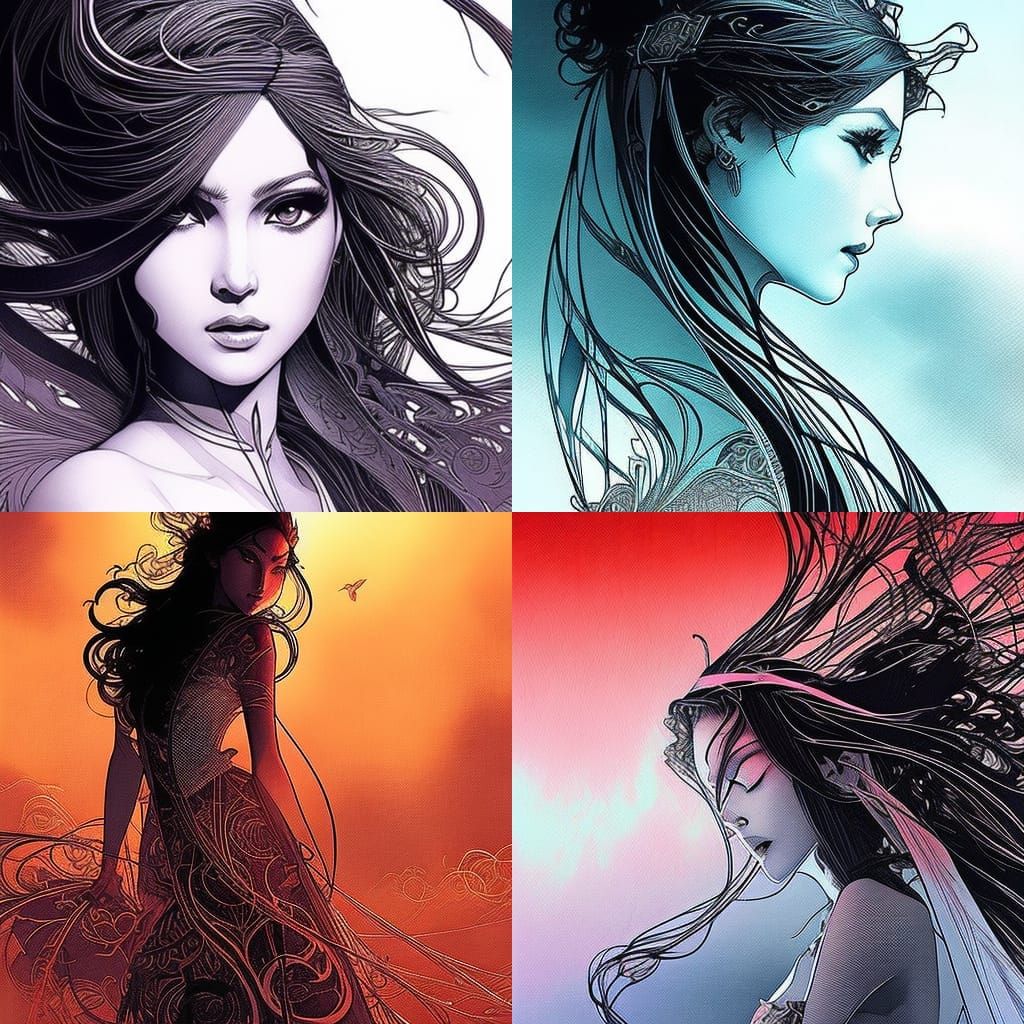 Lightning Girl in Art Nouveau Style