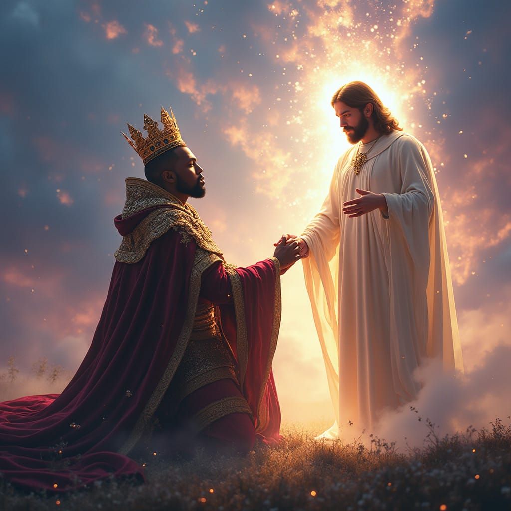Ethereal Unity of Spirit: Fantasy Portrait of Kanye West and...