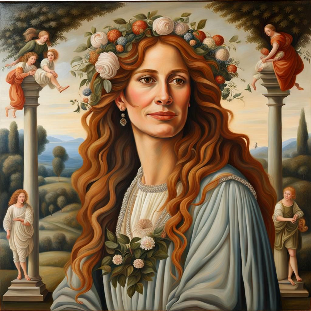 Romantic Portrait as Oil Painting on Canvas