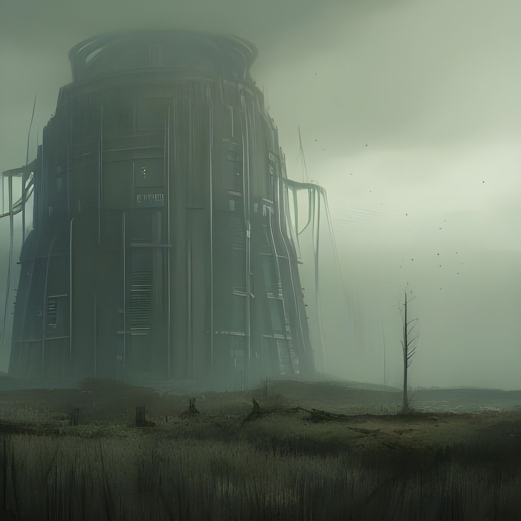 Post-Apocalyptic Overgrown Nuclear Reactor in Dark Fantasy S...