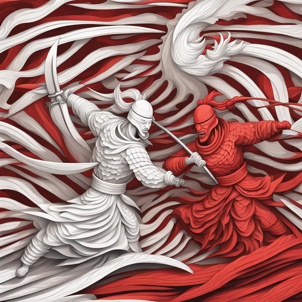 Optical Illusion: Samurai vs. Mongol Battle
