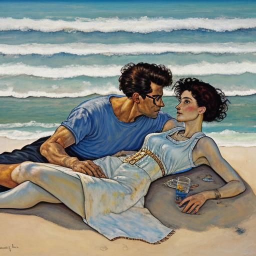 Abstract Beach Scene in Expressionist Style