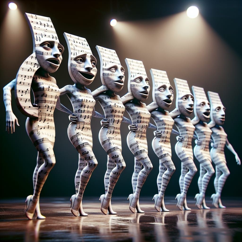 Musical Note Chorus Line in Photorealistic Style