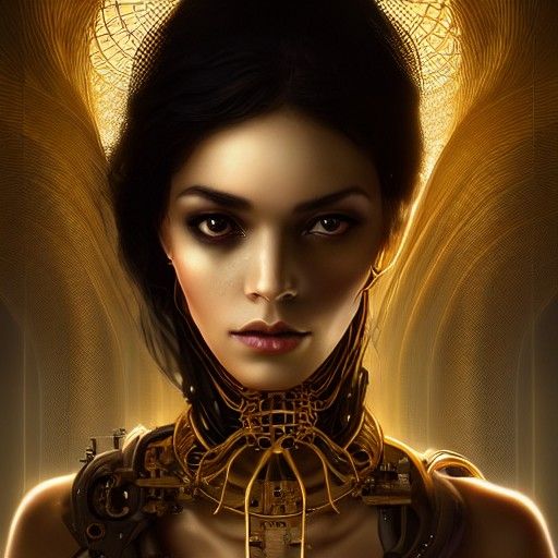 Steampunk Woman Portrait with Iridescent Accents