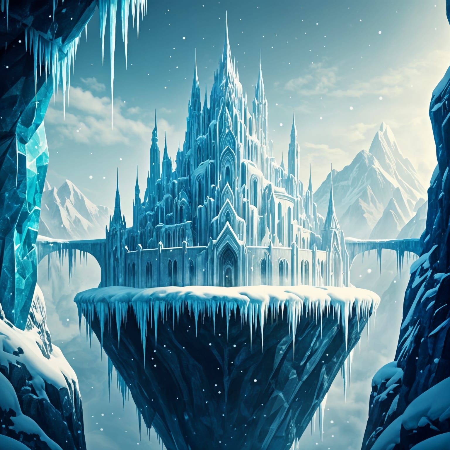 Ethereal Ice Fortress Rises in Winter Wonderland