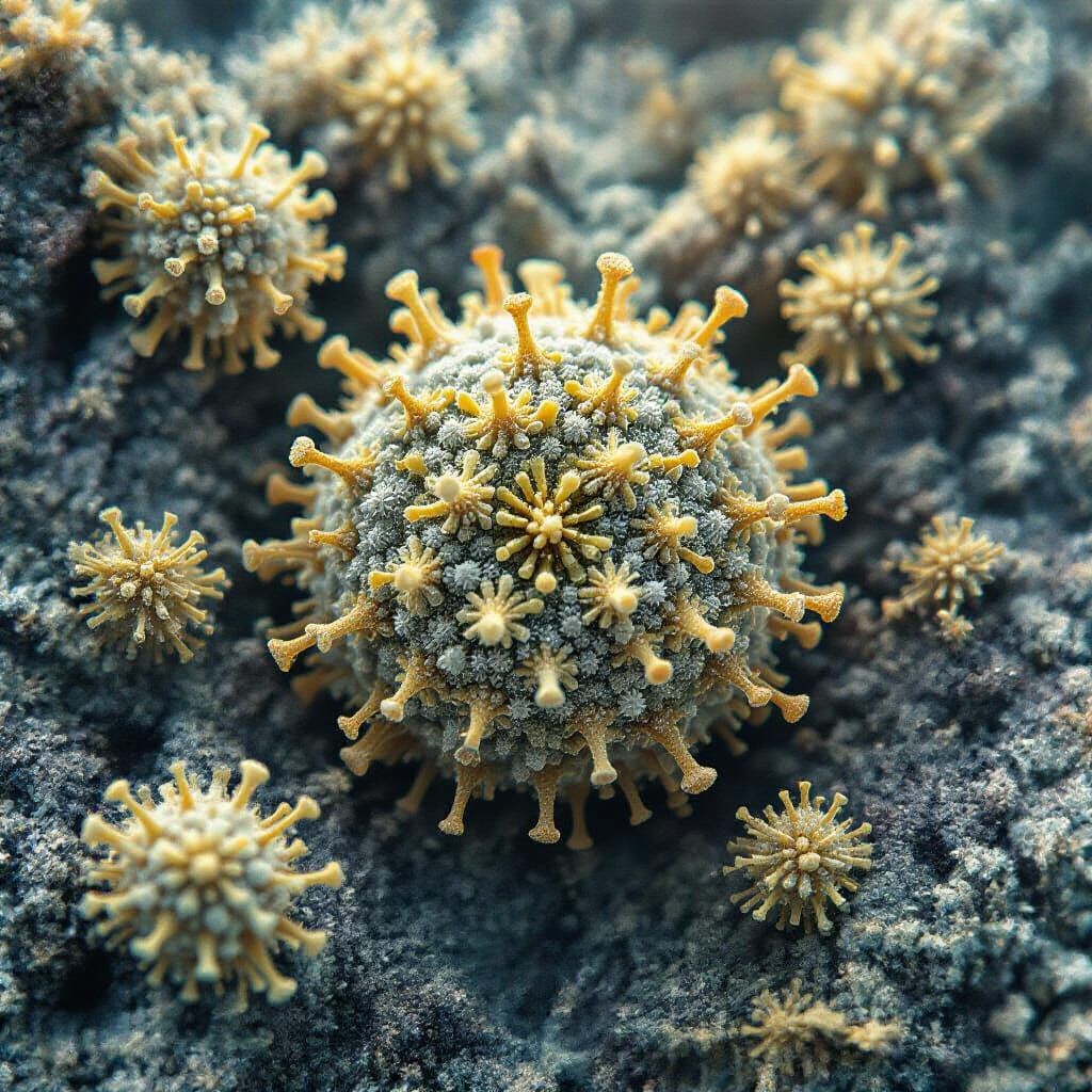 Microscopic Pollen Grains: Hyperrealistic Extreme Close-Up