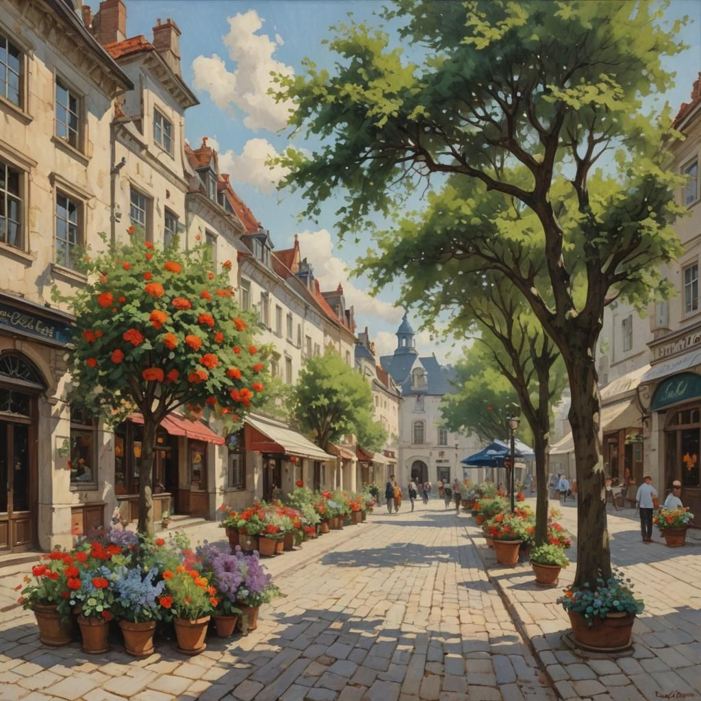 Charming Town Square Oil Painting by Gurney