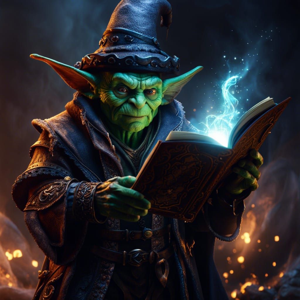 Wizard Goblin Casting Magic From Book
