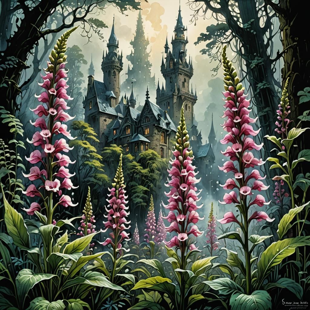 Blooming Foxgloves
