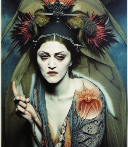 Surreal Madonna Portrait in Ornate Hyperrealistic Style