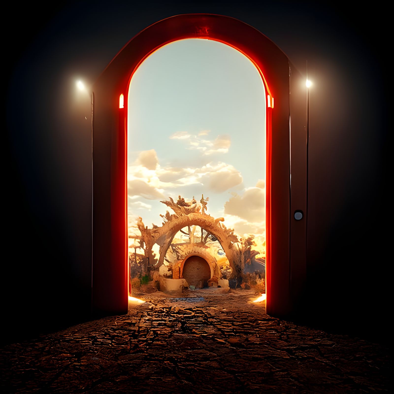 Magical Desert Portal in Studio Ghibli Style