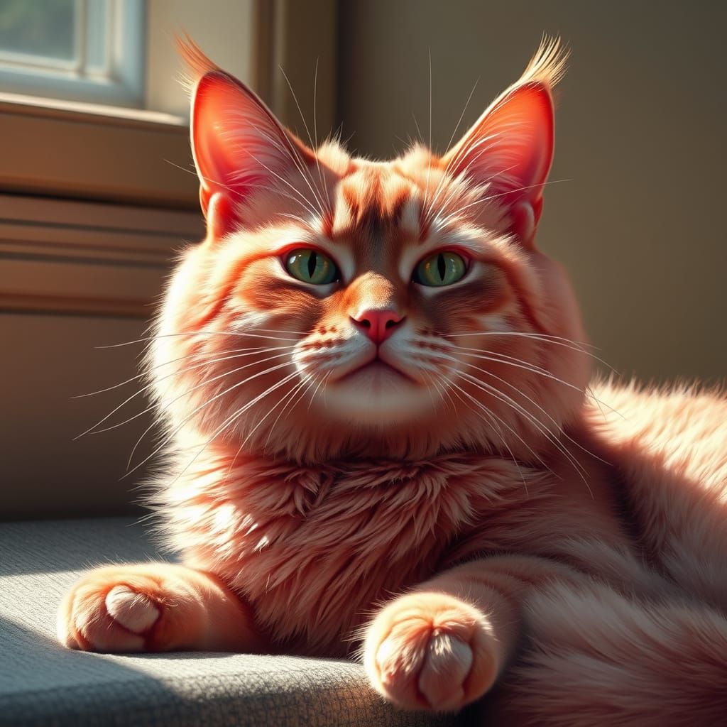 Regal Raspberry Cat in Hyper-Realistic Detail