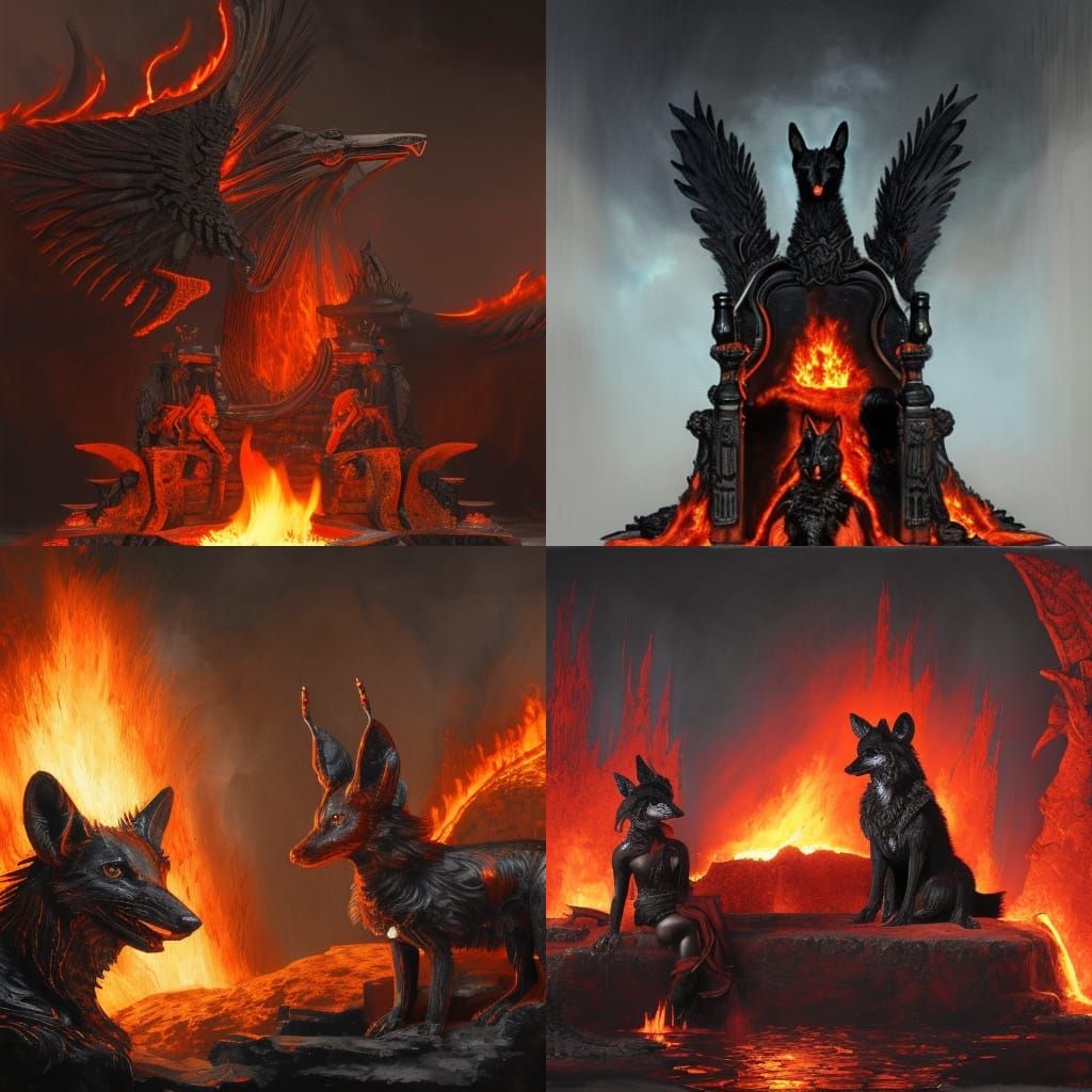 Chantico on Phoenix Throne in Dark Fantasy Style