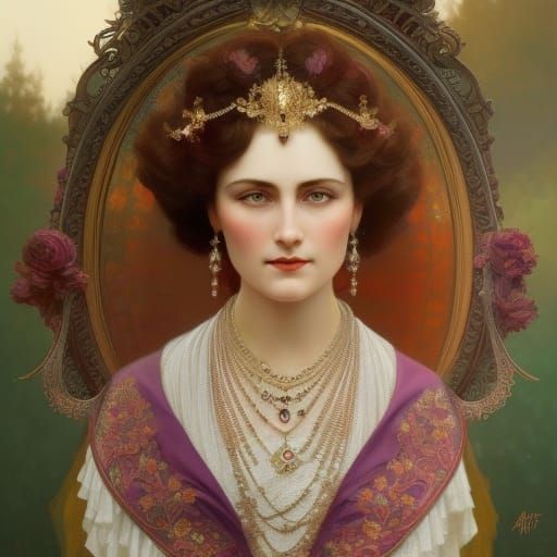 Edwardian Woman Portrait with Dramatic Lighting