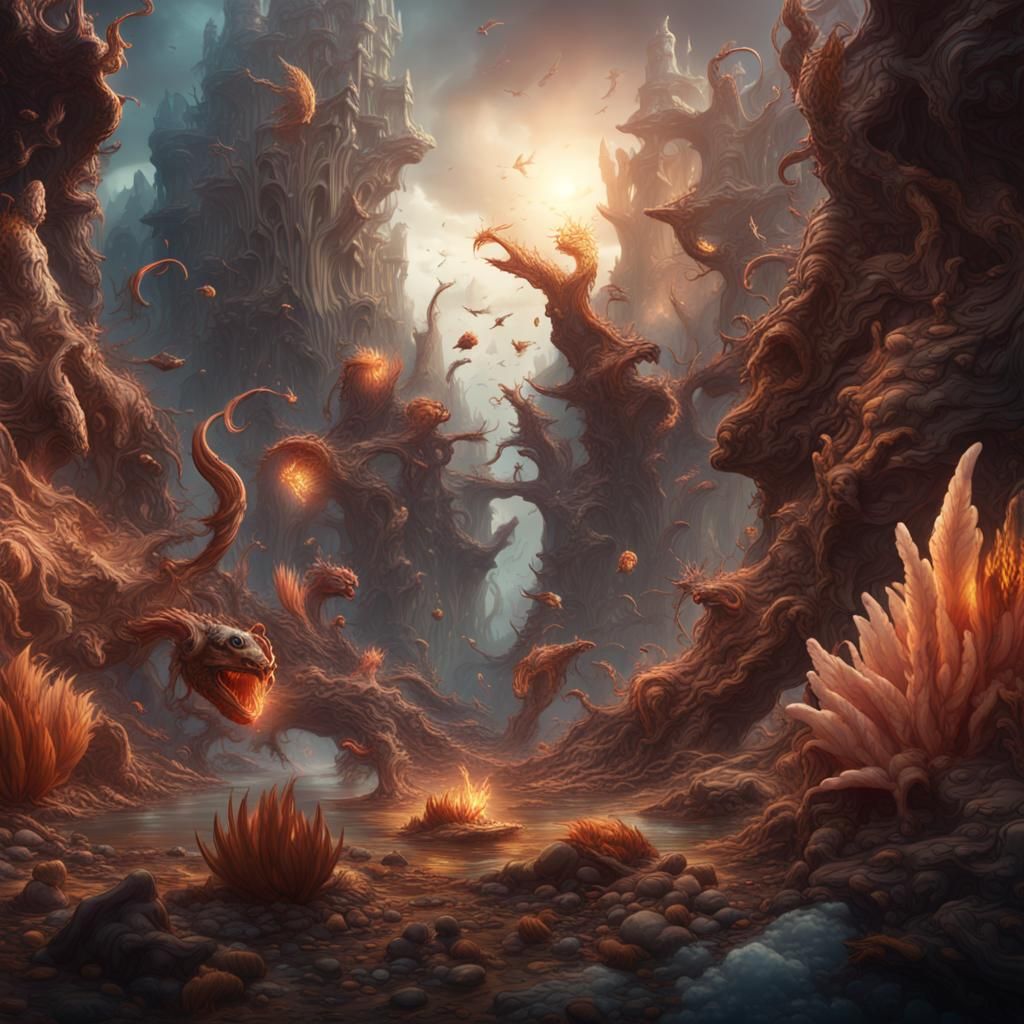 Cambrian Explosion: Abundance of New Life in Matte Painting