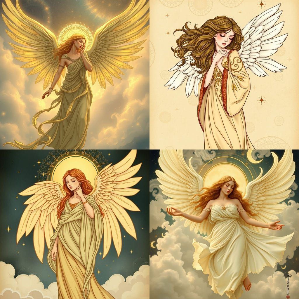 Ethereal Archangel in Art Nouveau Style