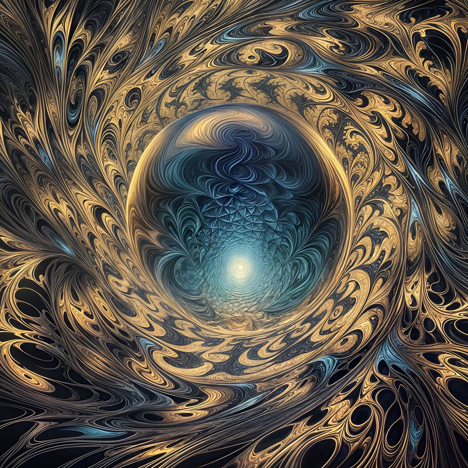 Abstract Vector Fractal with 3D Shading