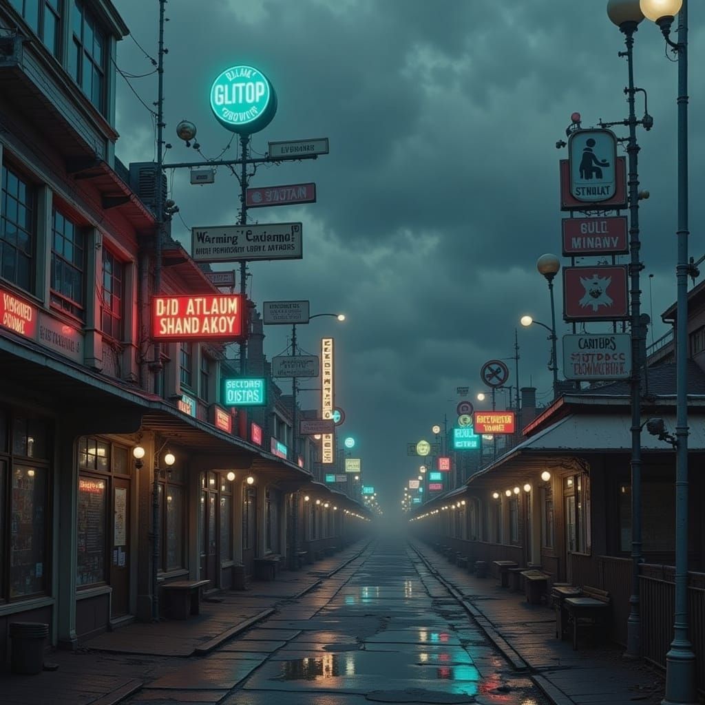 A sci-fi dystopian setting of the Atlantic City boardwalk.