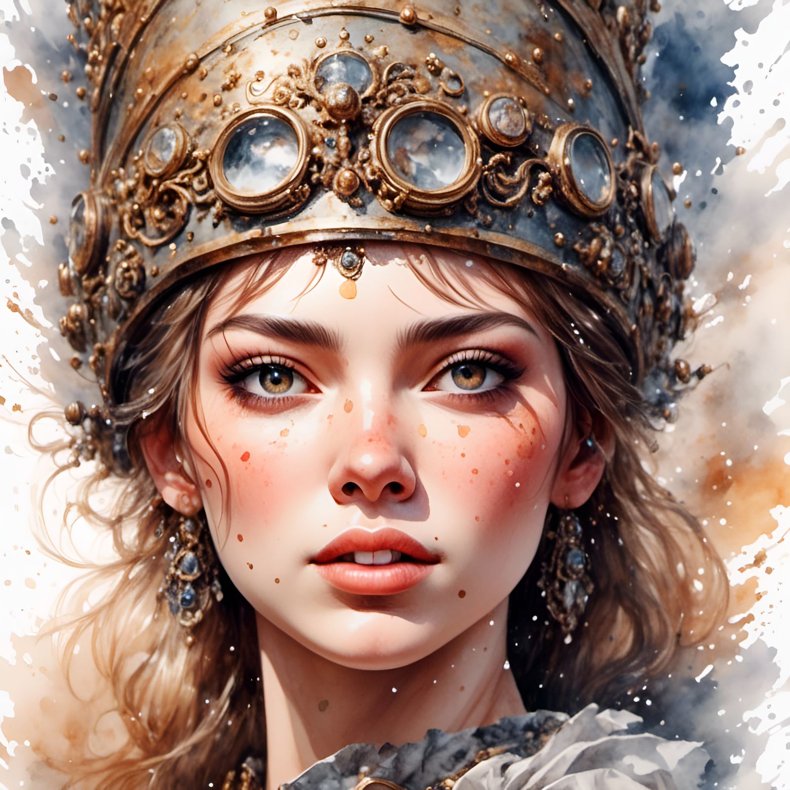 Detailed Watercolor Portrait of a Modern Woman