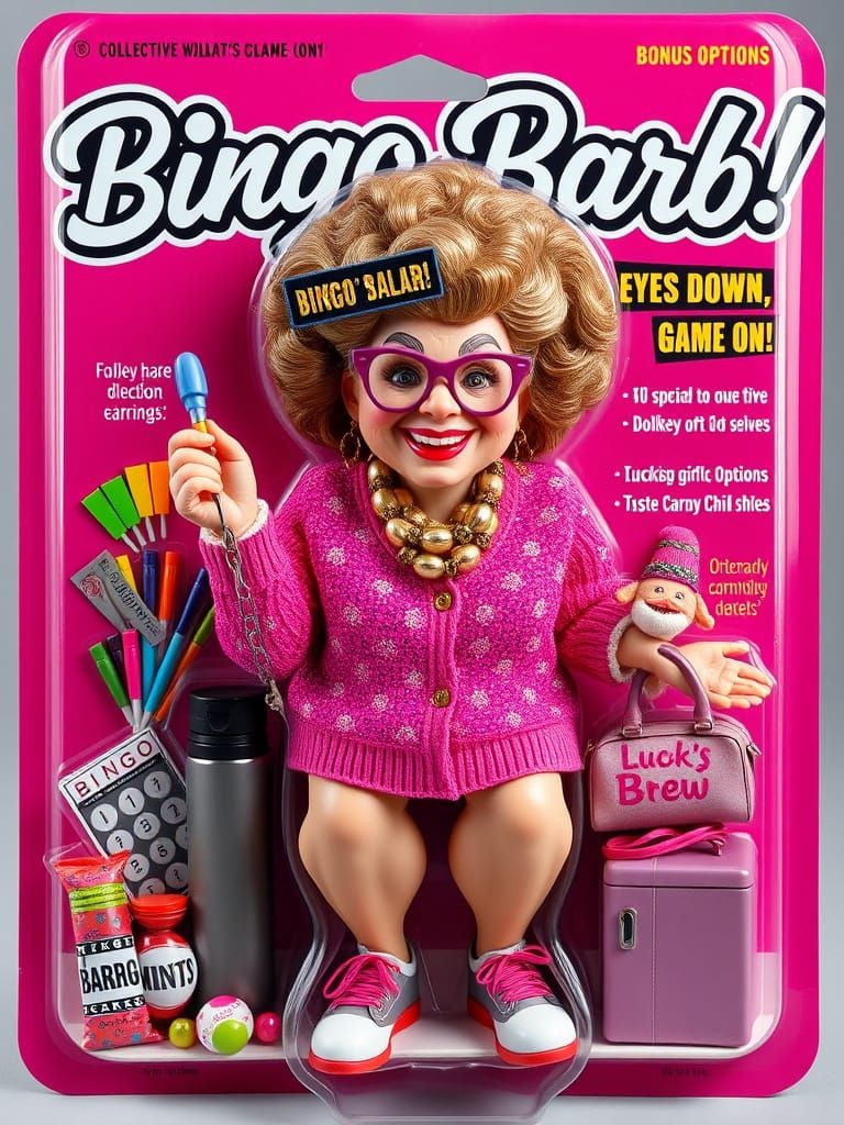 Retro-Style Collectible Action Figure Package in Bold, Brigh...