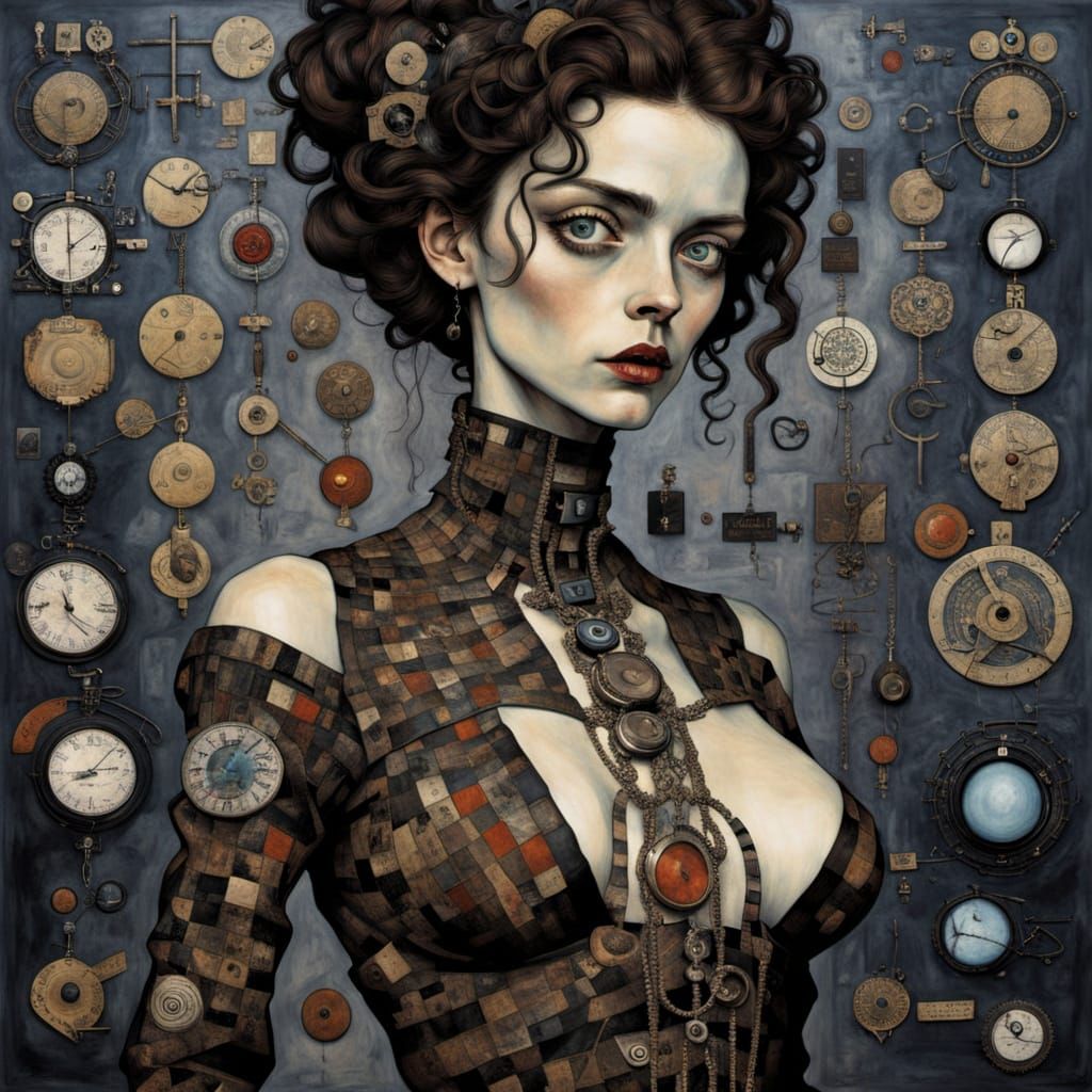 Enigmatic Figure in Schiele, Renaissance, Darkwave Style