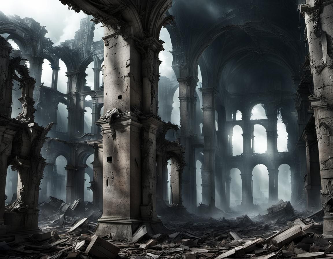 Apocalyptic Ruins: A Scene of Destruction