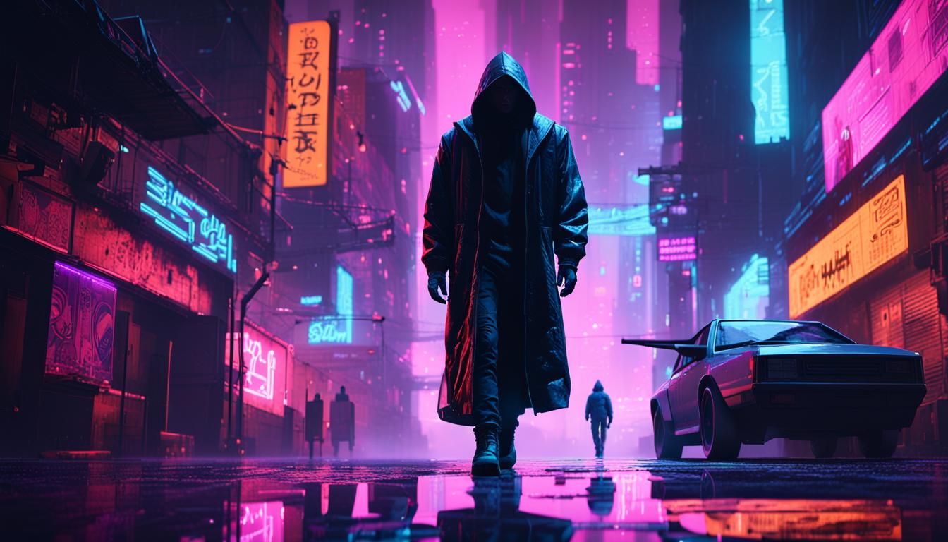 Neon Alleyway: Cyberpunk 3D Rendering in Futuristic City
