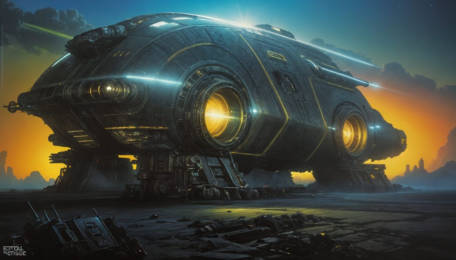 Retrofuturistic Spaceships in 1970s Style