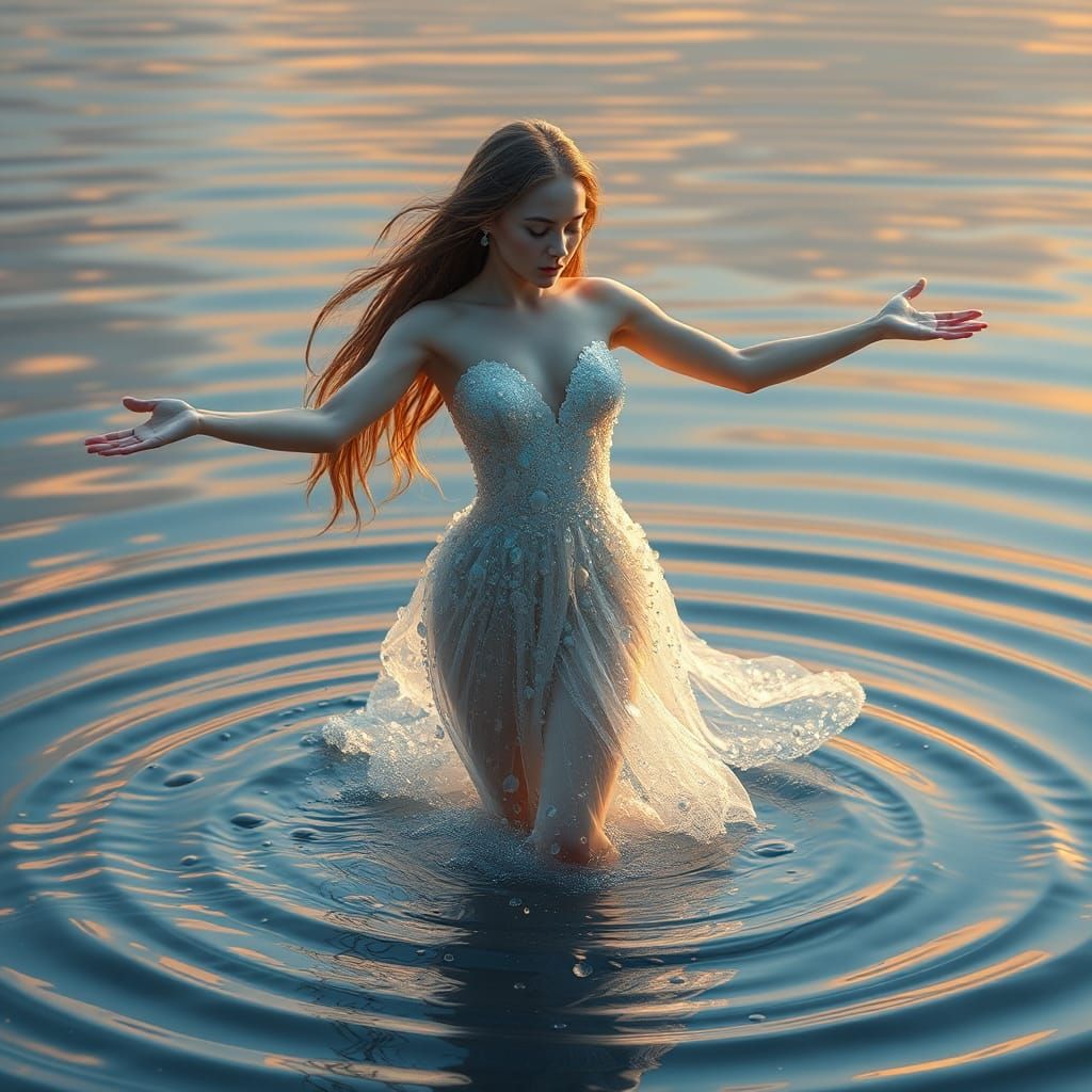 Ethereal Water Lady in Shimmering Dress