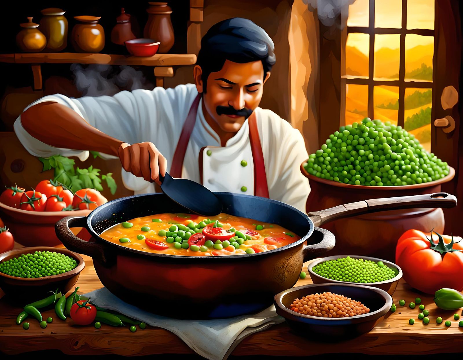 Authentic Vegetable Dal Simmering: A Digital Painting