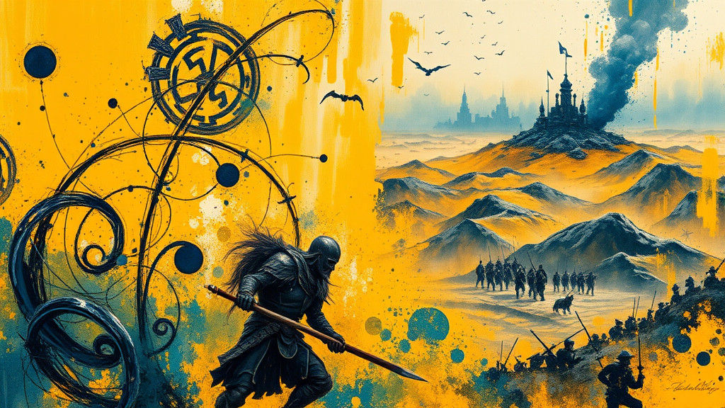 Warrior in Abstract Impasto Fantasy World