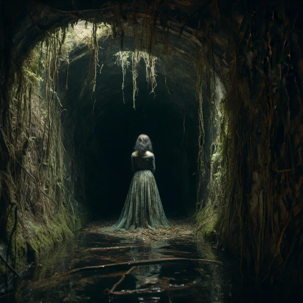 Eerie Figure in Abandoned Tunnel of Love