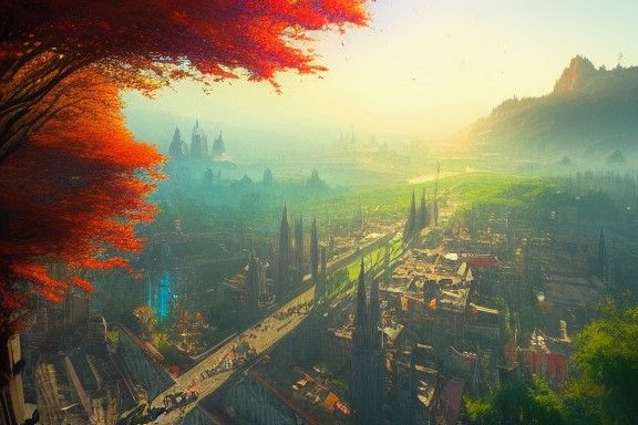 Lush Medieval Fantasy City Concept Art