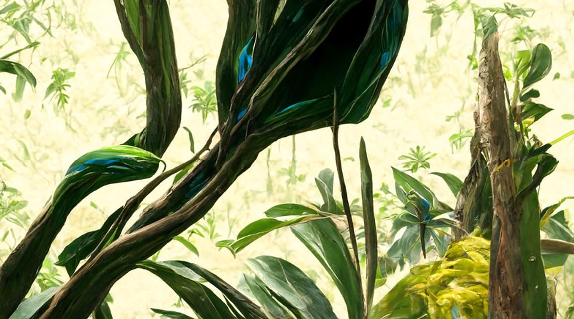 Exotic Jungle Scene with Alien Flora, Detailed Digital Art
