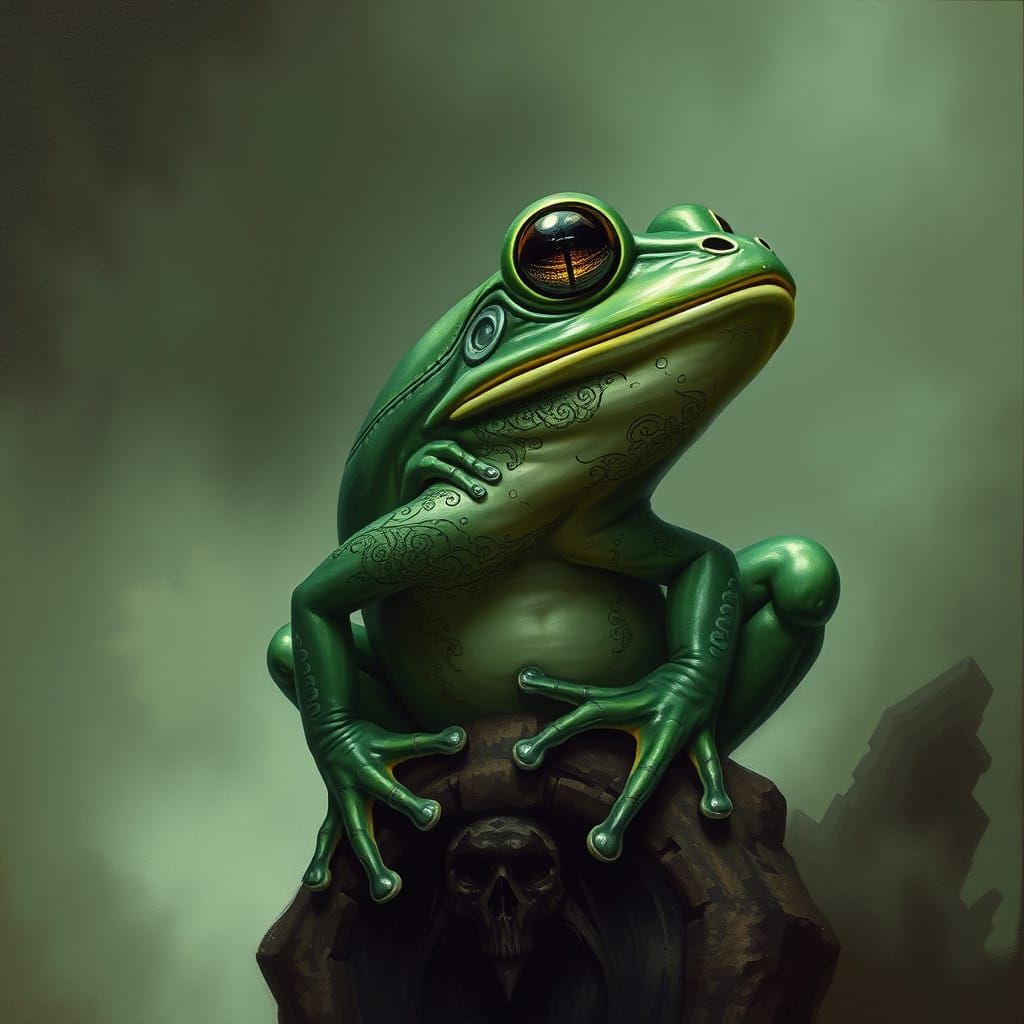Emerald Frog in Gothic Romantic Style