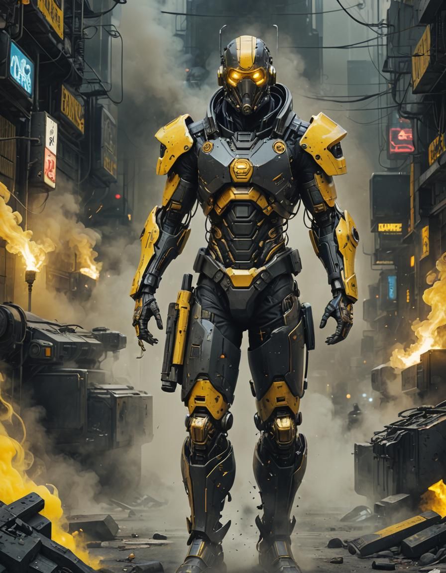 Cyberpunk Crusader with Cybernetic Enhancements