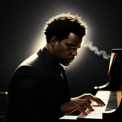 Smokey Jazz Club Portrait in the Style of Oscar Peterson